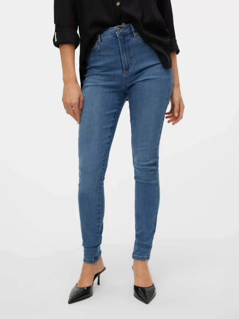 Best Sale VERO MODA VMSOPHIA Høyt snitt Skinny Fit Jeans Medium Blue Denim