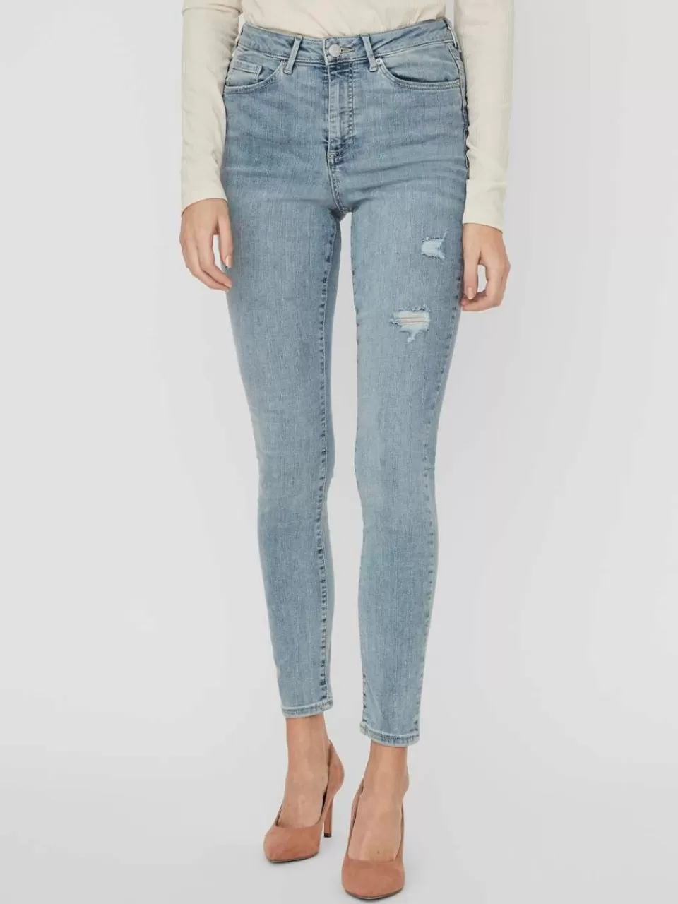 Online VERO MODA VMSOPHIA Høyt snitt Skinny Fit Jeans Light Blue Denim