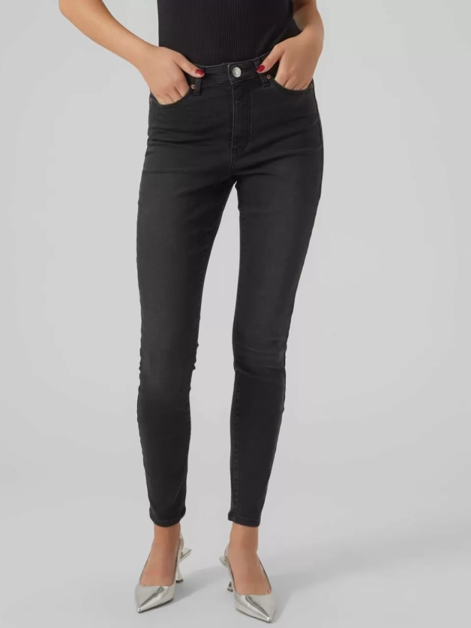 Discount VERO MODA VMSOPHIA Høyt snitt Skinny Fit Jeans Black Denim