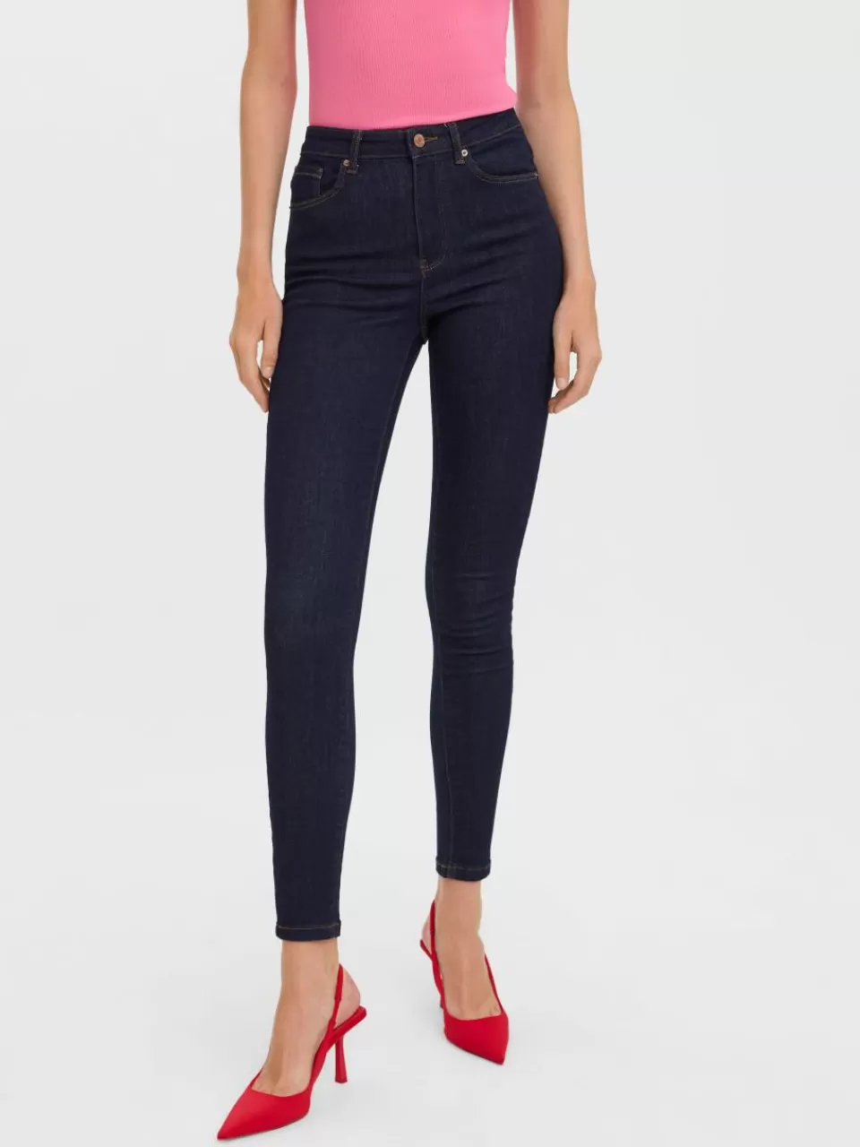 New VERO MODA VMSOPHIA Høyt snitt Skinny Fit Jeans Dark Blue Denim