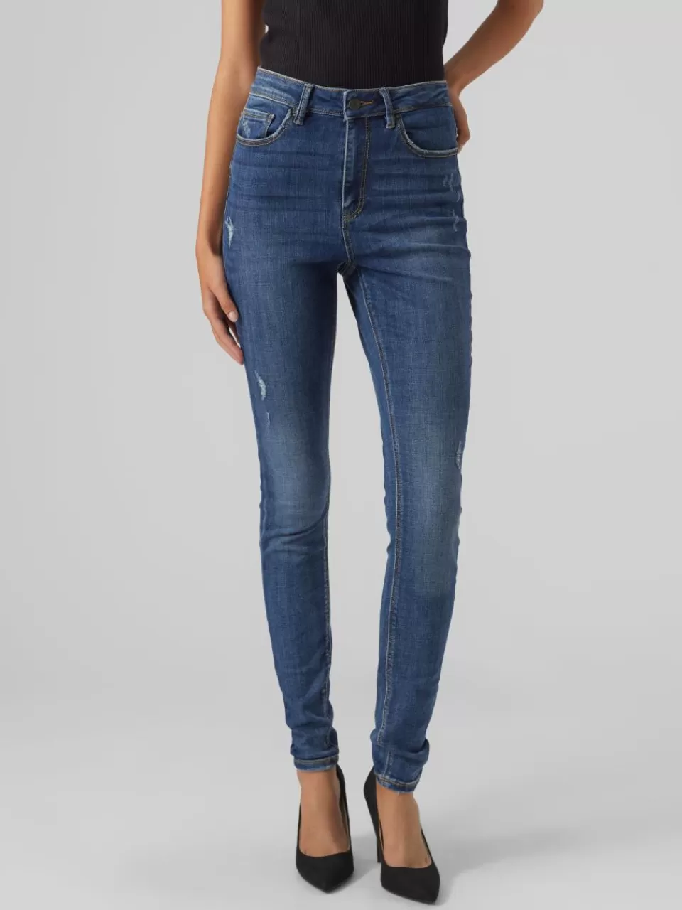 New VERO MODA VMSOPHIA Høyt snitt Skinny Fit Jeans Dark Blue Denim