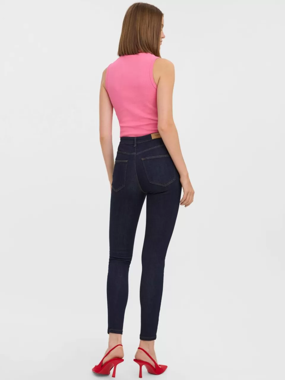 New VERO MODA VMSOPHIA Høyt snitt Skinny Fit Jeans Dark Blue Denim