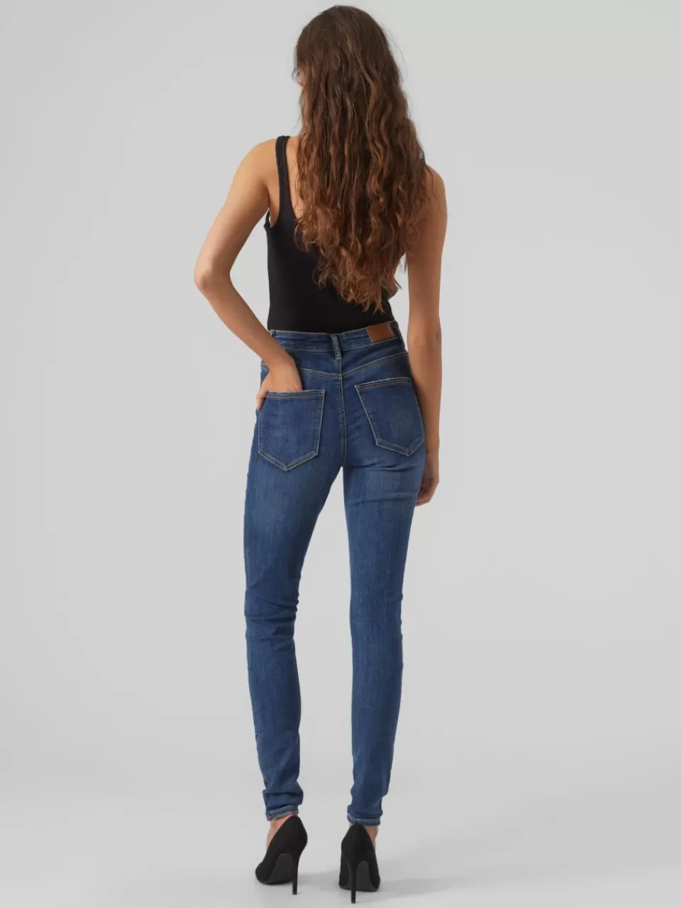 New VERO MODA VMSOPHIA Høyt snitt Skinny Fit Jeans Dark Blue Denim