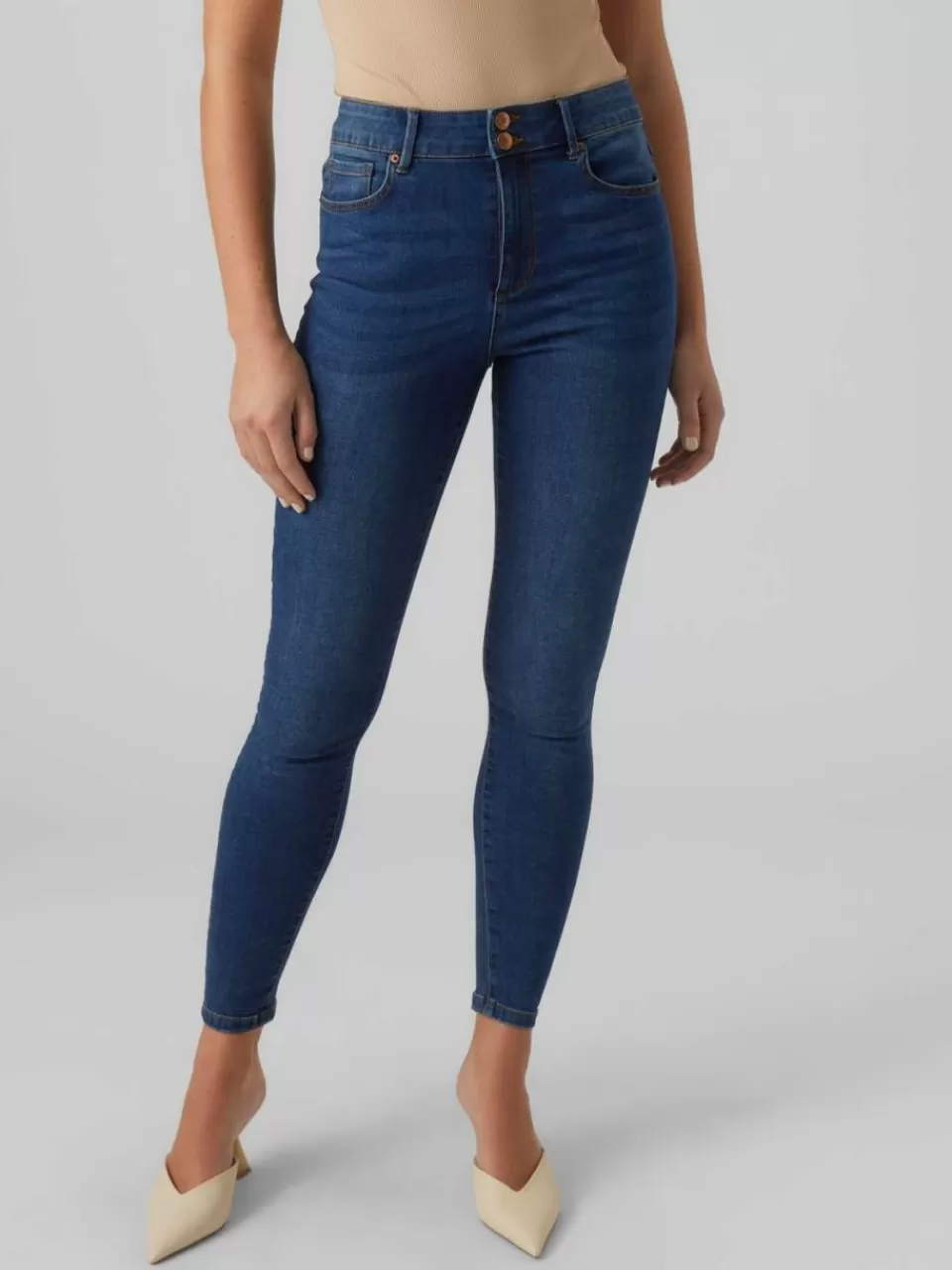 Flash Sale VERO MODA VMSOPHIA Høyt snitt Slim Fit Jeans Dark Blue Denim