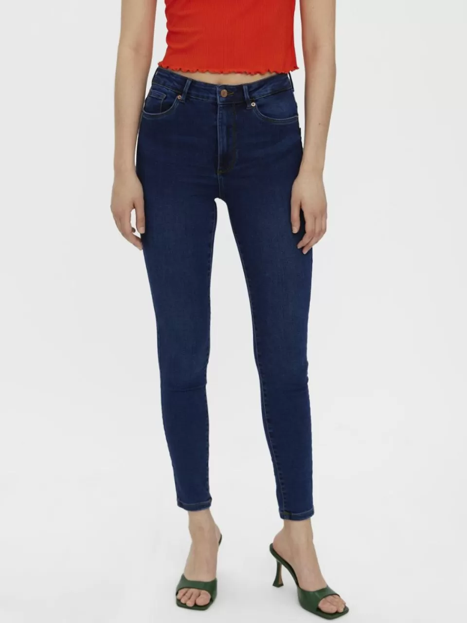 Discount VERO MODA VMSOPHIA Høyt snitt Slim Fit Jeans Dark Blue Denim