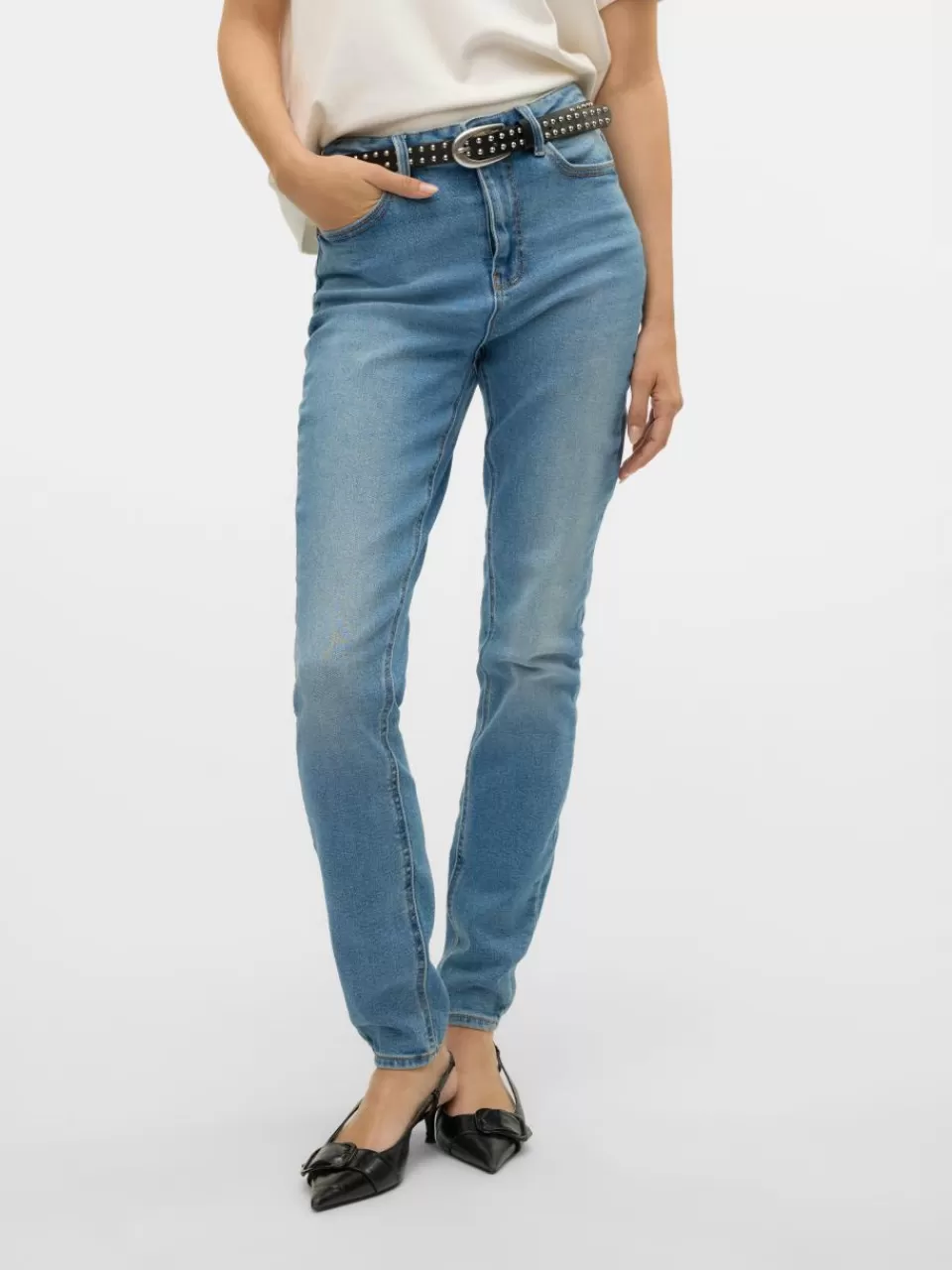 Cheap VERO MODA VMSOPHIA Høyt snitt Slim Fit Jeans Medium Blue Denim