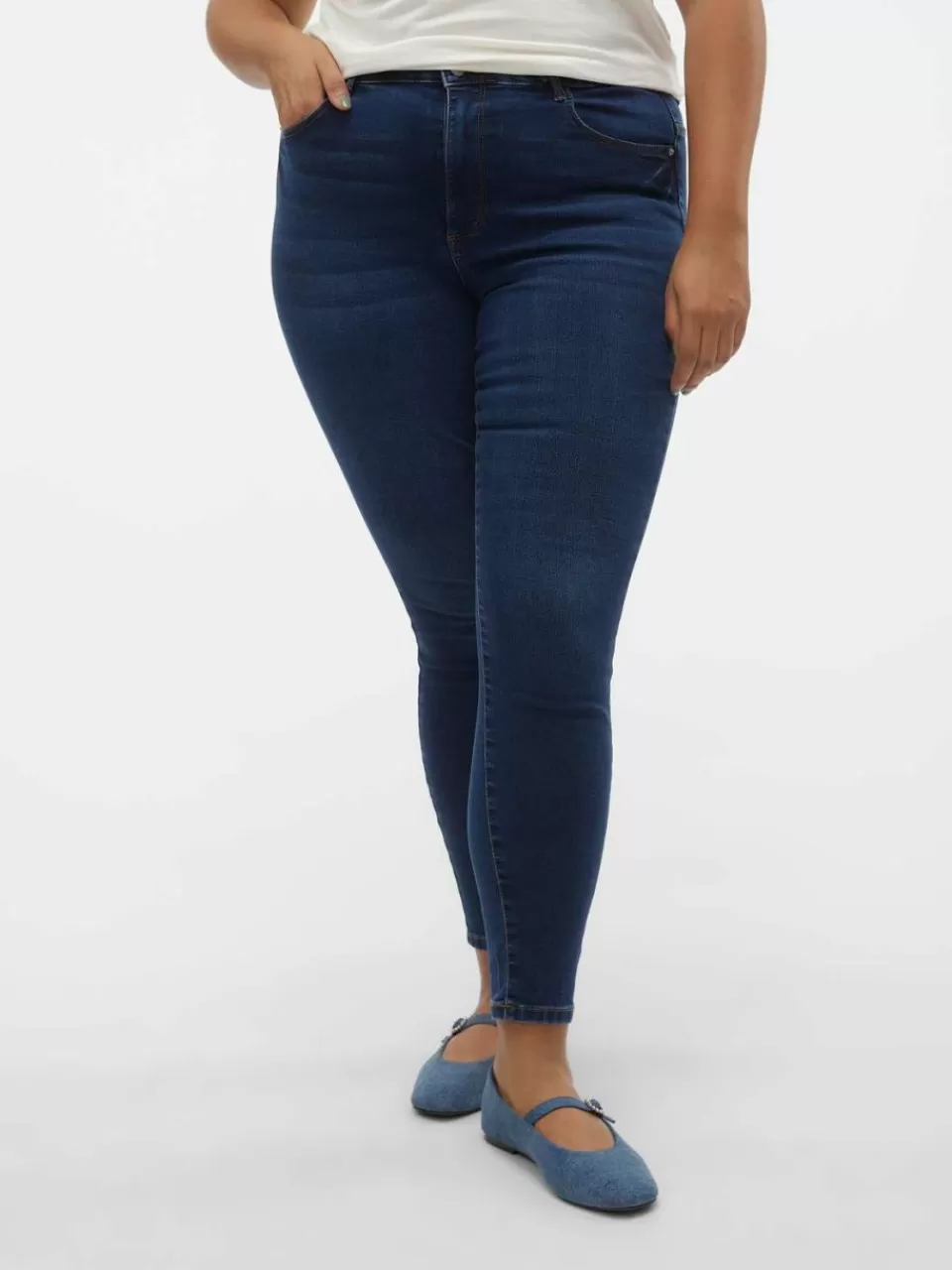 Best VERO MODA VMSOPHIA Høyt snitt Slim Fit Jeans Dark Blue Denim