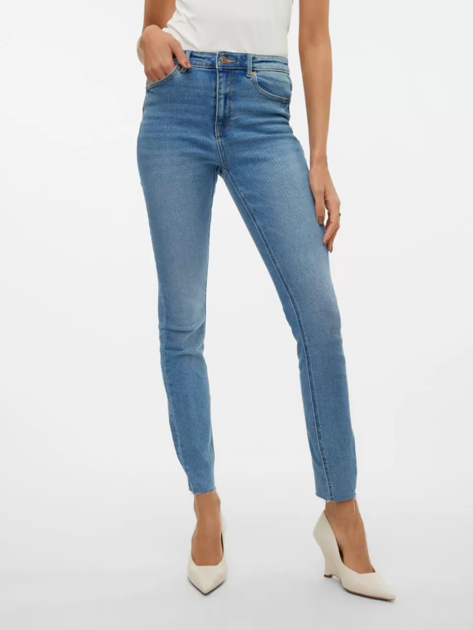 Discount VERO MODA VMSOPHIA Høyt snitt Slim Fit Jeans Medium Blue Denim