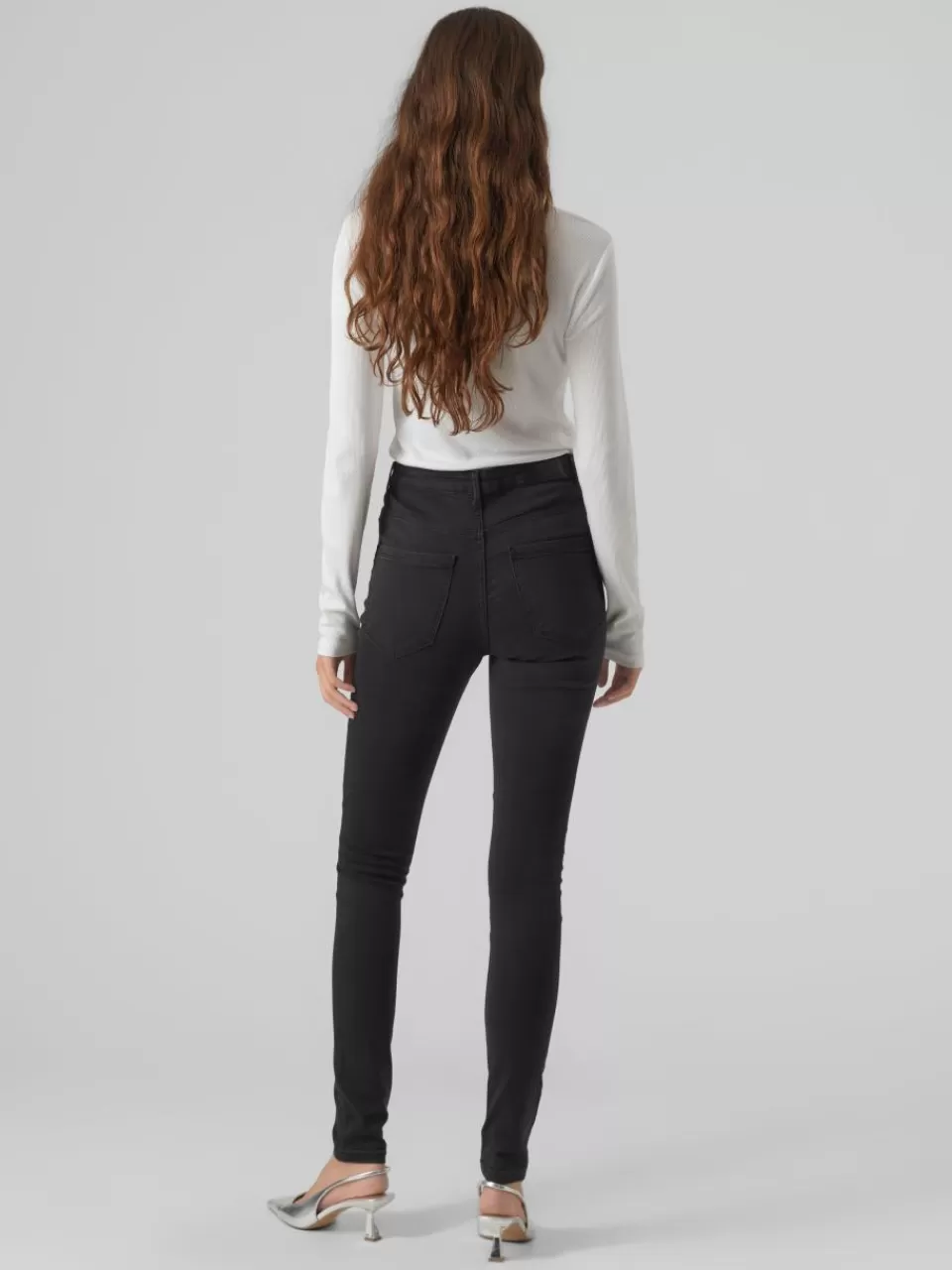 Best Sale VERO MODA VMSOPHIA Høyt snitt Slim Fit Jeans Dark Grey Denim