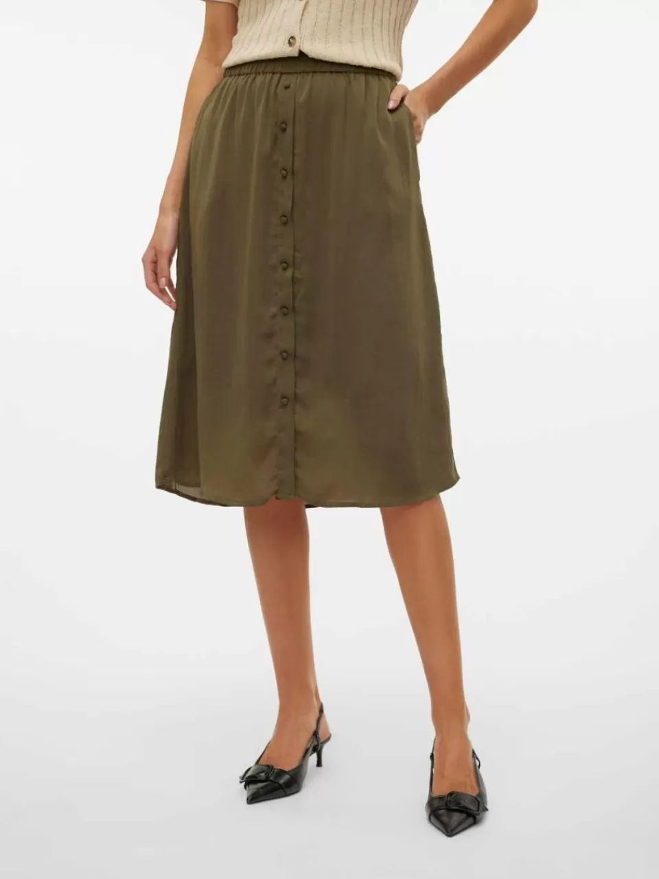 Store VERO MODA VMSUNNY Høy midje Midiskjørt Ivy Green