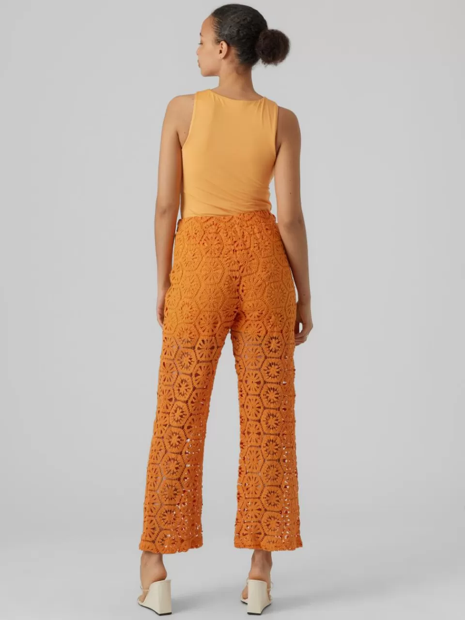 Hot VERO MODA VMSUNSHINE Høyt snitt Bukser Sun Orange