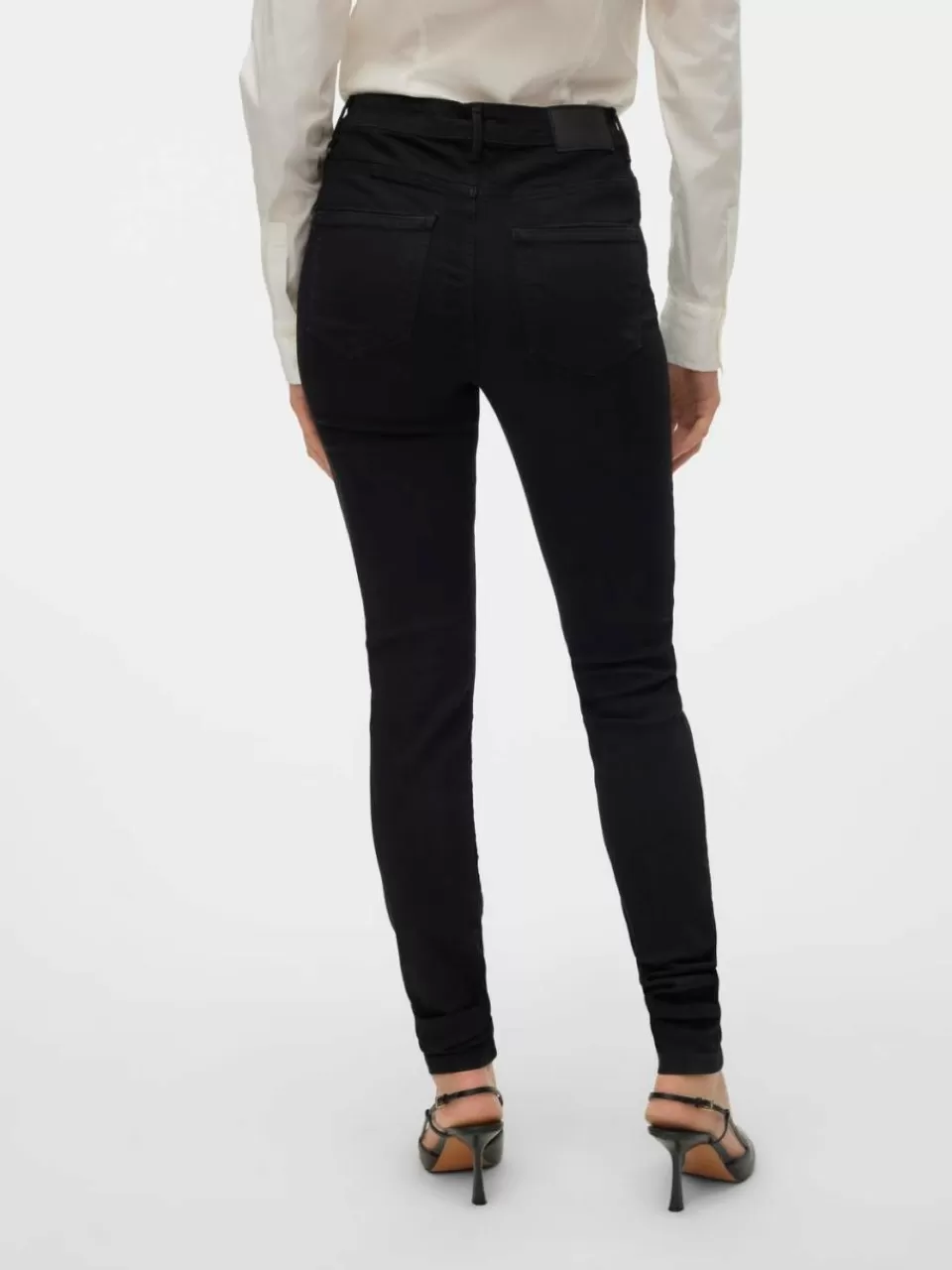 Fashion VERO MODA VMTANYA Middels høyt snitt Skinny Fit Jeans Black