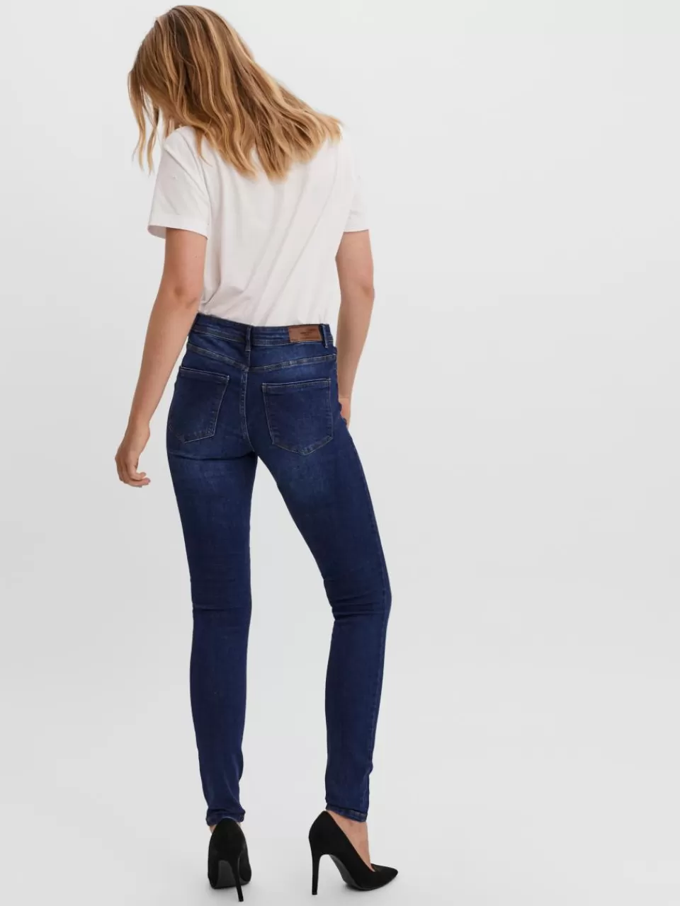 Flash Sale VERO MODA VMTANYA Middels høyt snitt Skinny Fit Jeans Dark Blue Denim