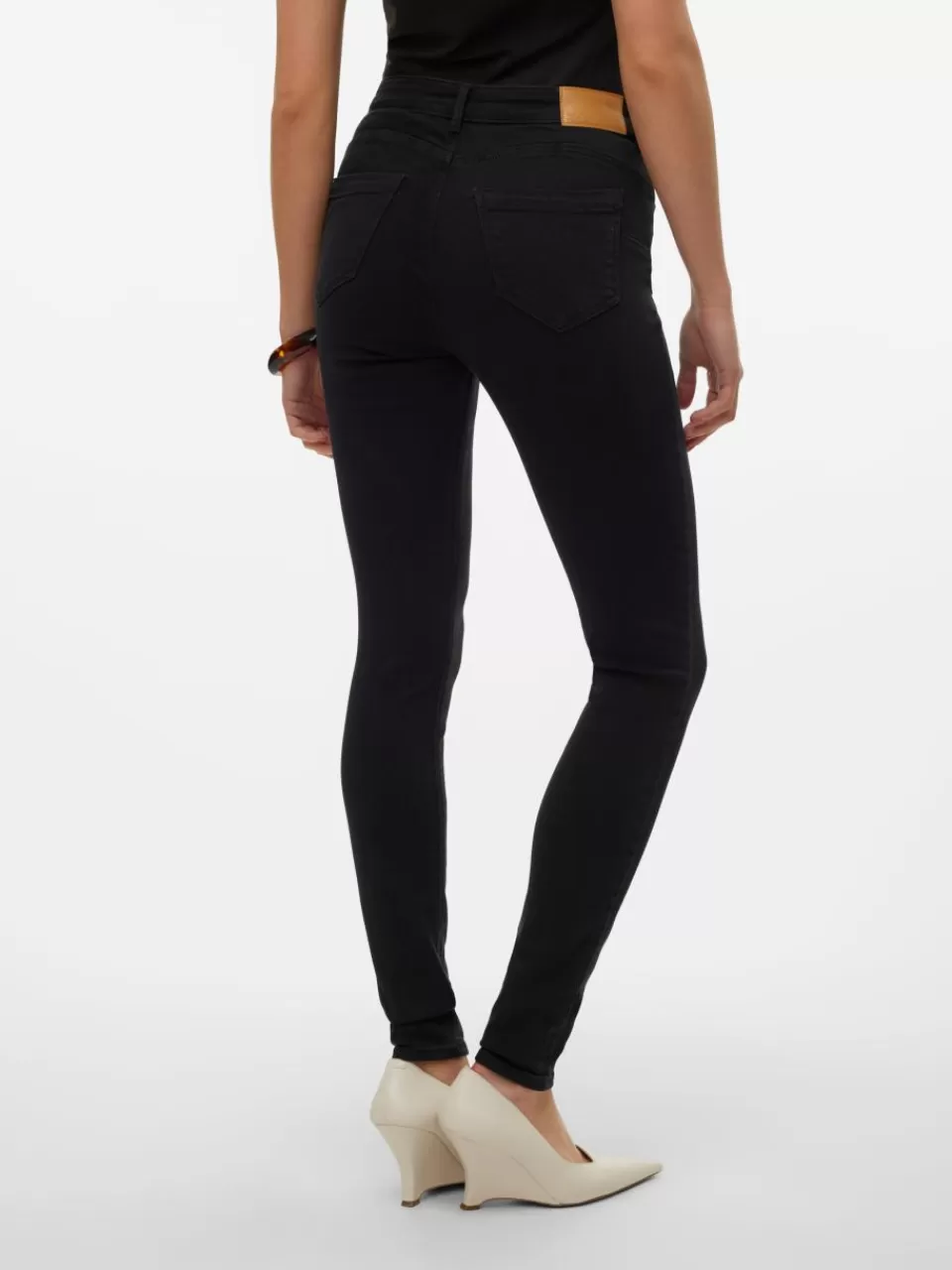 New VERO MODA VMTANYA Middels høyt snitt Skinny Fit Jeans Black Denim