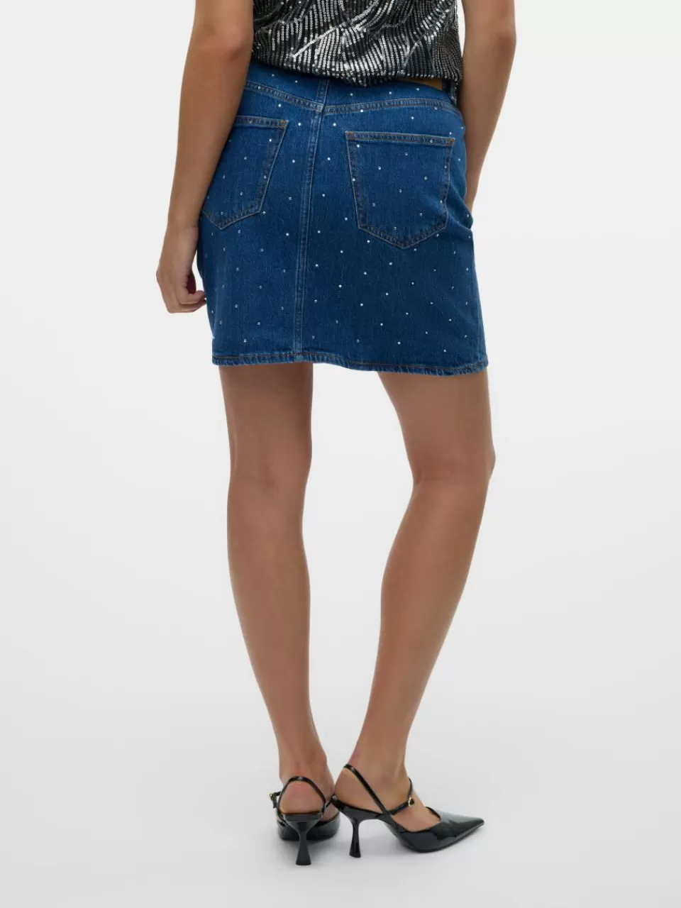 Discount VERO MODA VMTESSA Høy midje Kort skjørt Medium Blue Denim