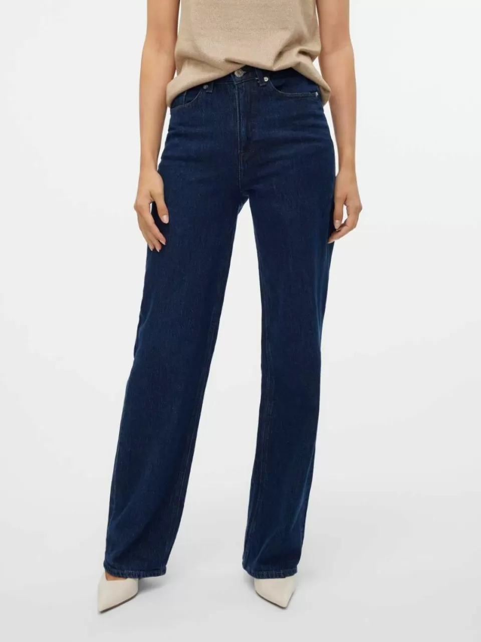 Cheap VERO MODA VMTESSA Høy midje Wide Fit Jeans Dark Blue Denim