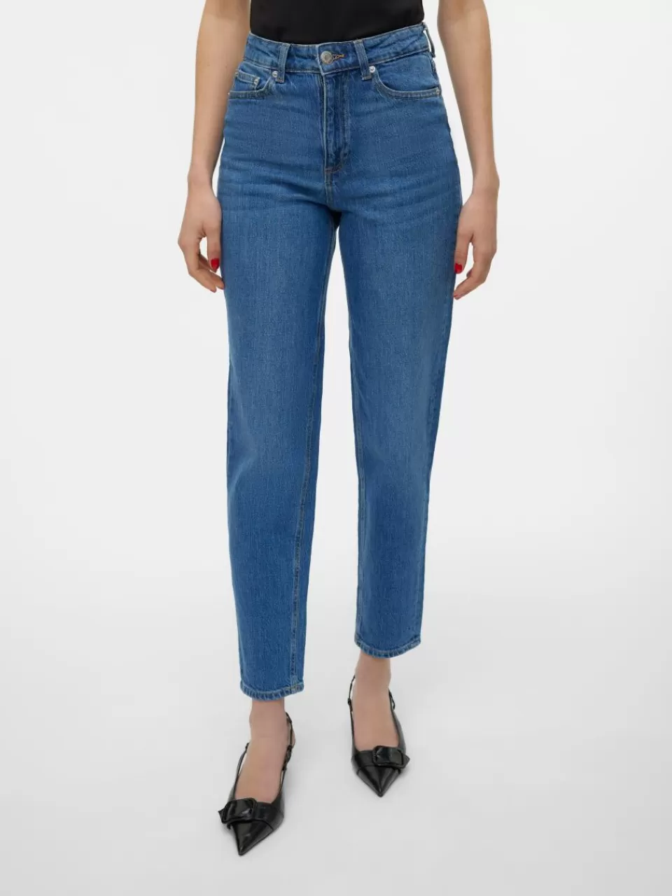 Cheap VERO MODA VMTESSA Høyt snitt Mom Fit Jeans Medium Blue Denim