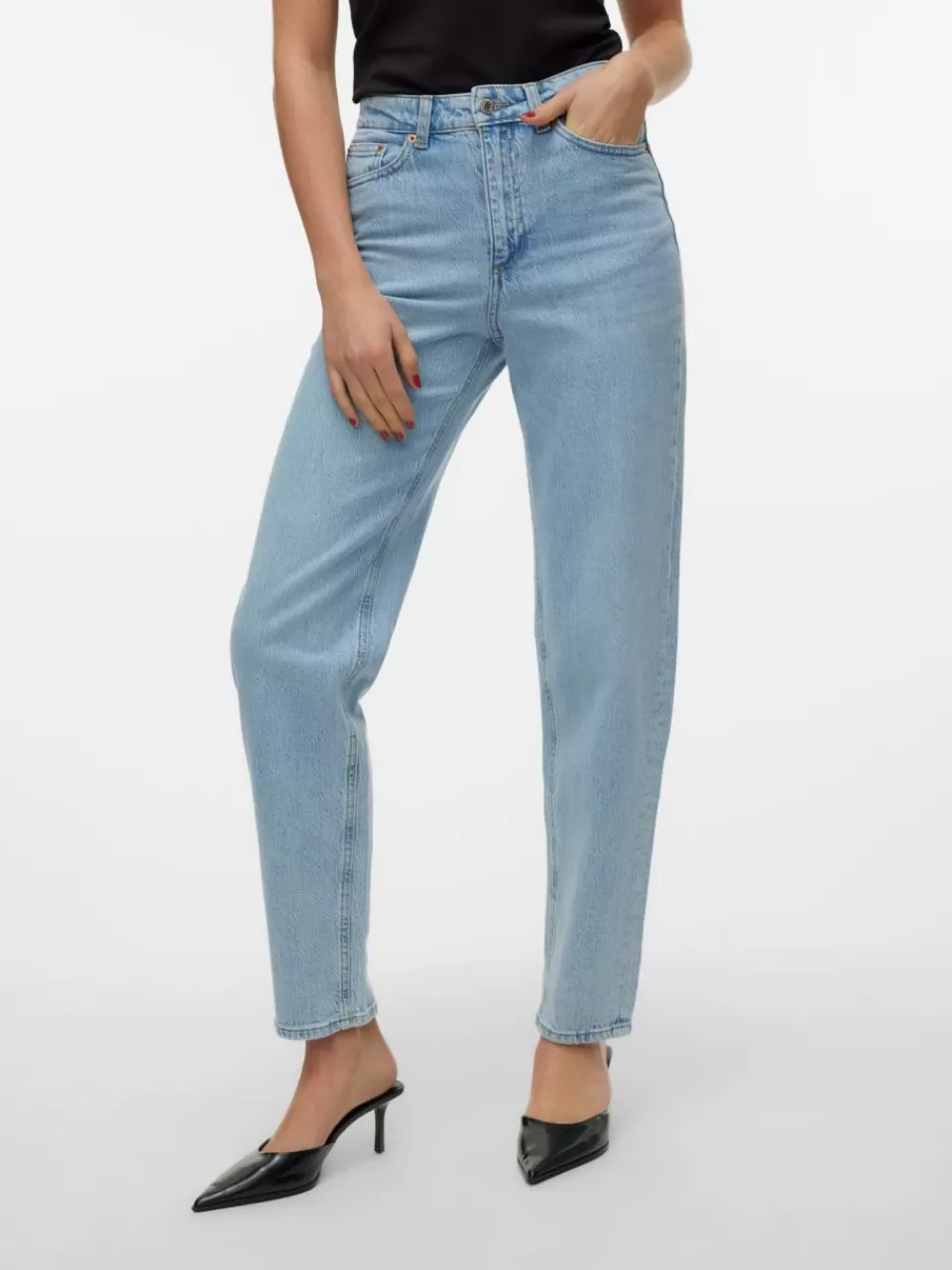 Cheap VERO MODA VMTESSA Høyt snitt Mom Fit Jeans Light Blue Denim