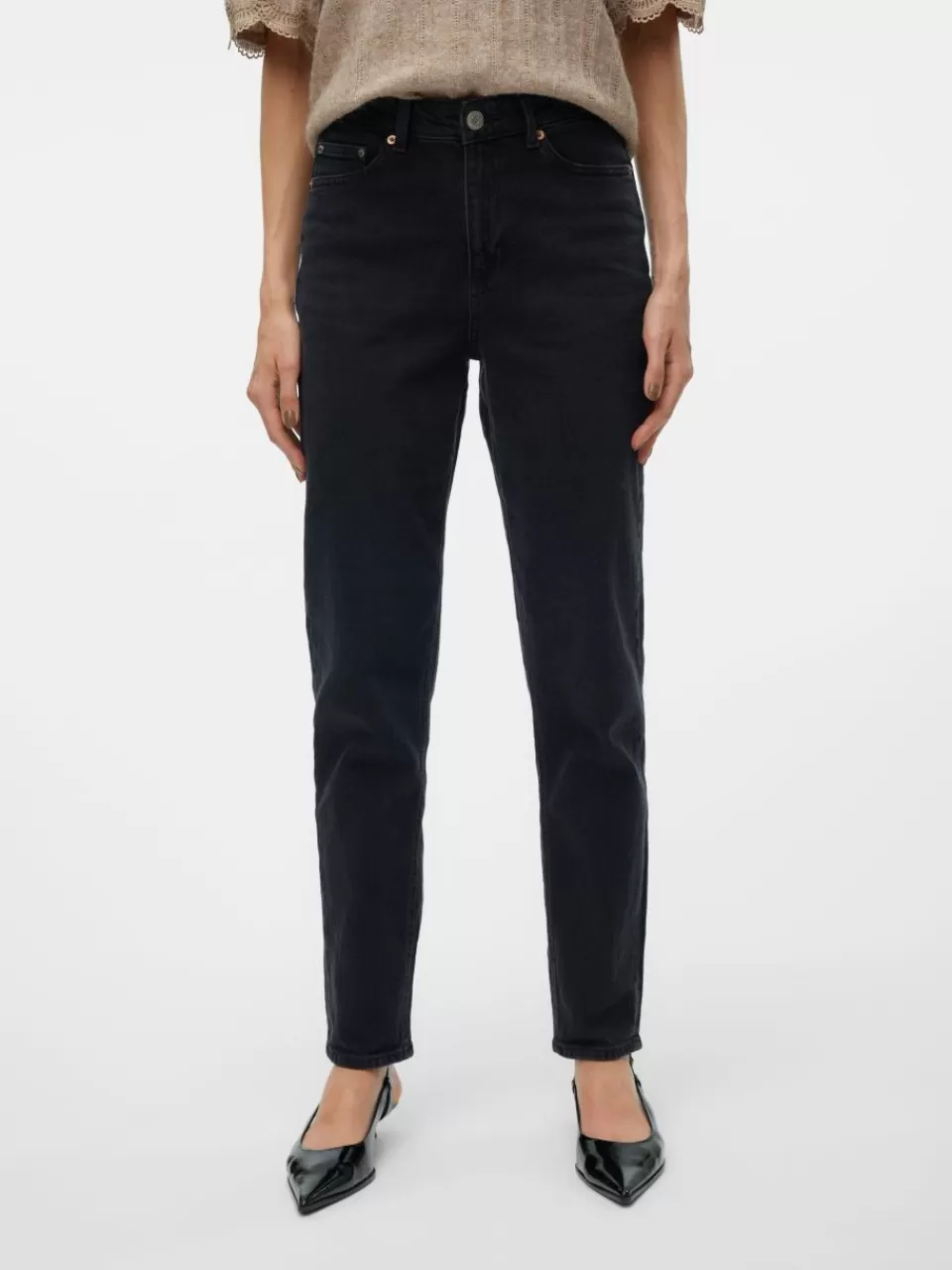 Cheap VERO MODA VMTESSA Høyt snitt Mom Fit Jeans Black Denim