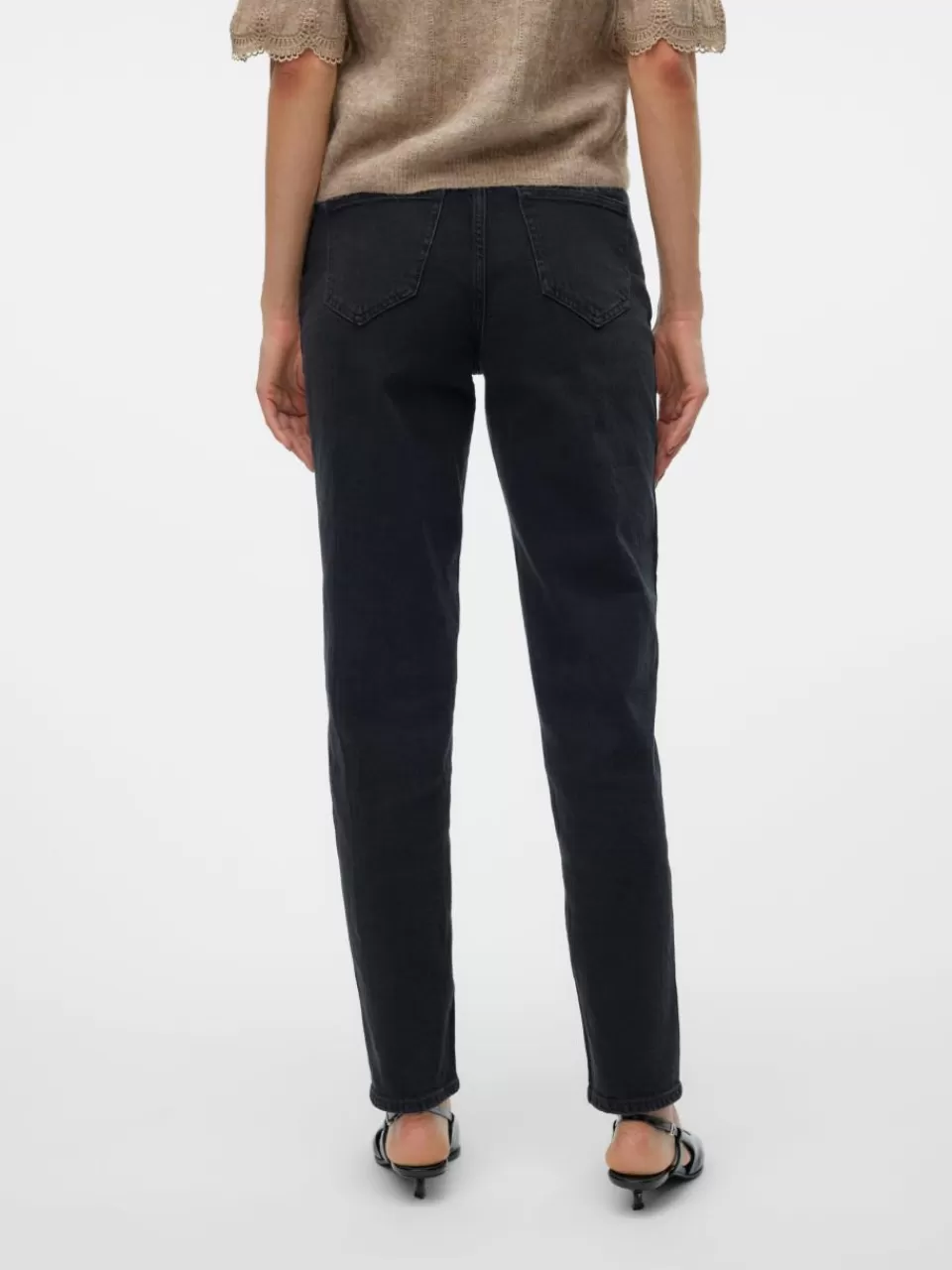 Cheap VERO MODA VMTESSA Høyt snitt Mom Fit Jeans Black Denim