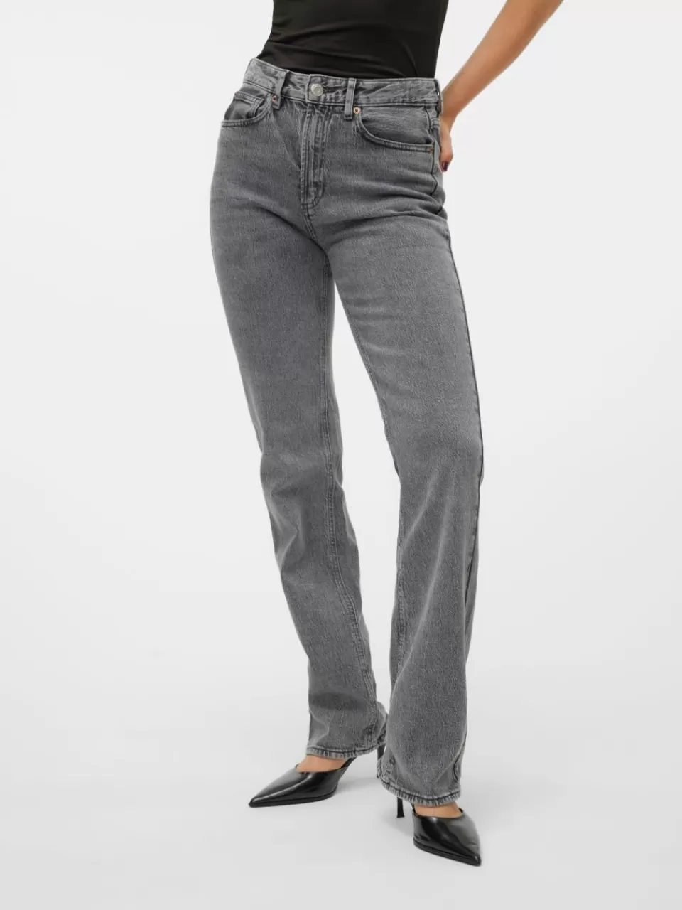 Flash Sale VERO MODA VMTESSA Høyt snitt Straight Fit Jeans Medium Grey Denim