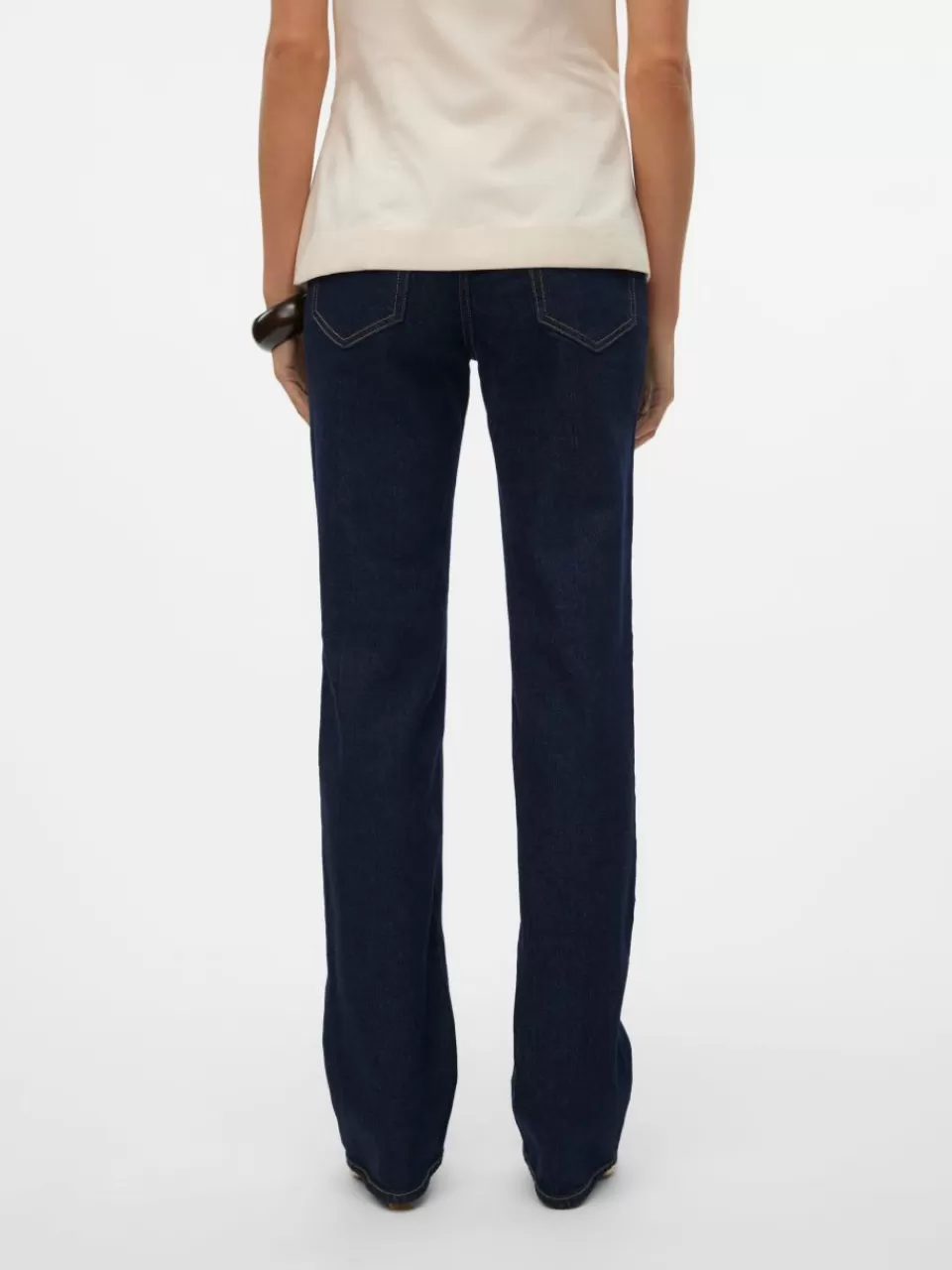 Fashion VERO MODA VMTESSA Høyt snitt Straight Fit Jeans Dark Blue Denim