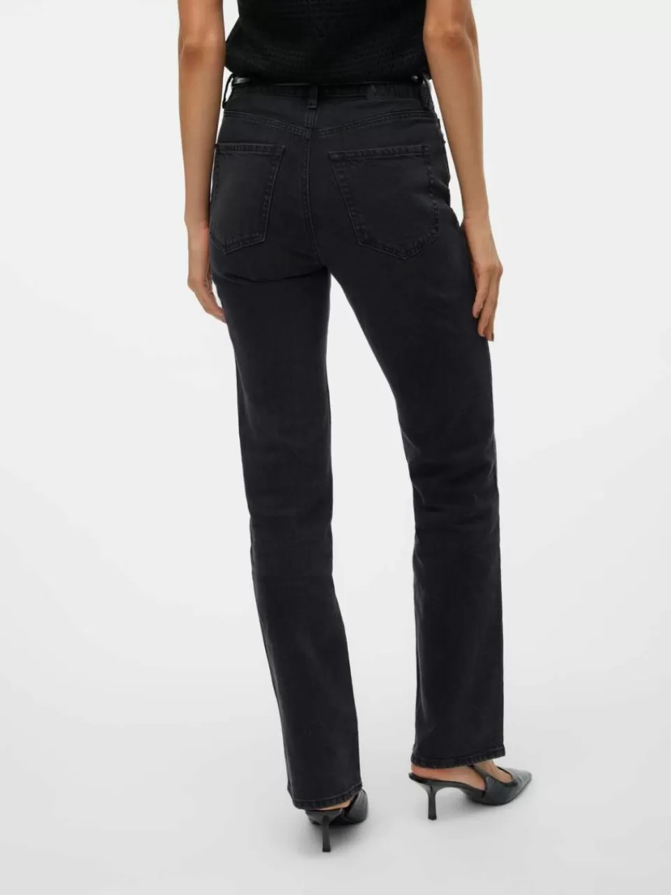 New VERO MODA VMTESSA Høyt snitt Straight Fit Jeans Black Denim