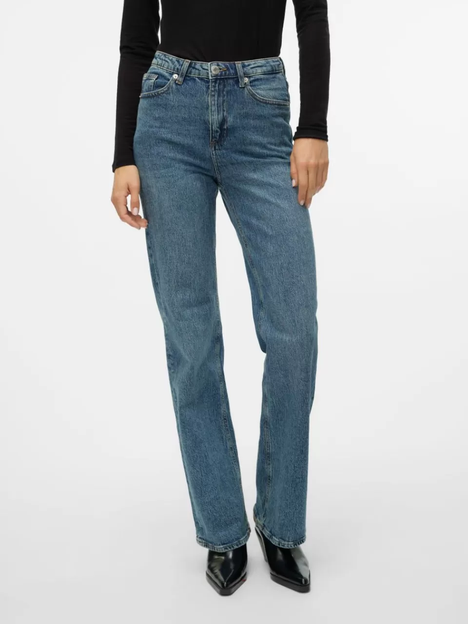 Best VERO MODA VMTESSA Høyt snitt Wide Fit Jeans Medium Blue Denim