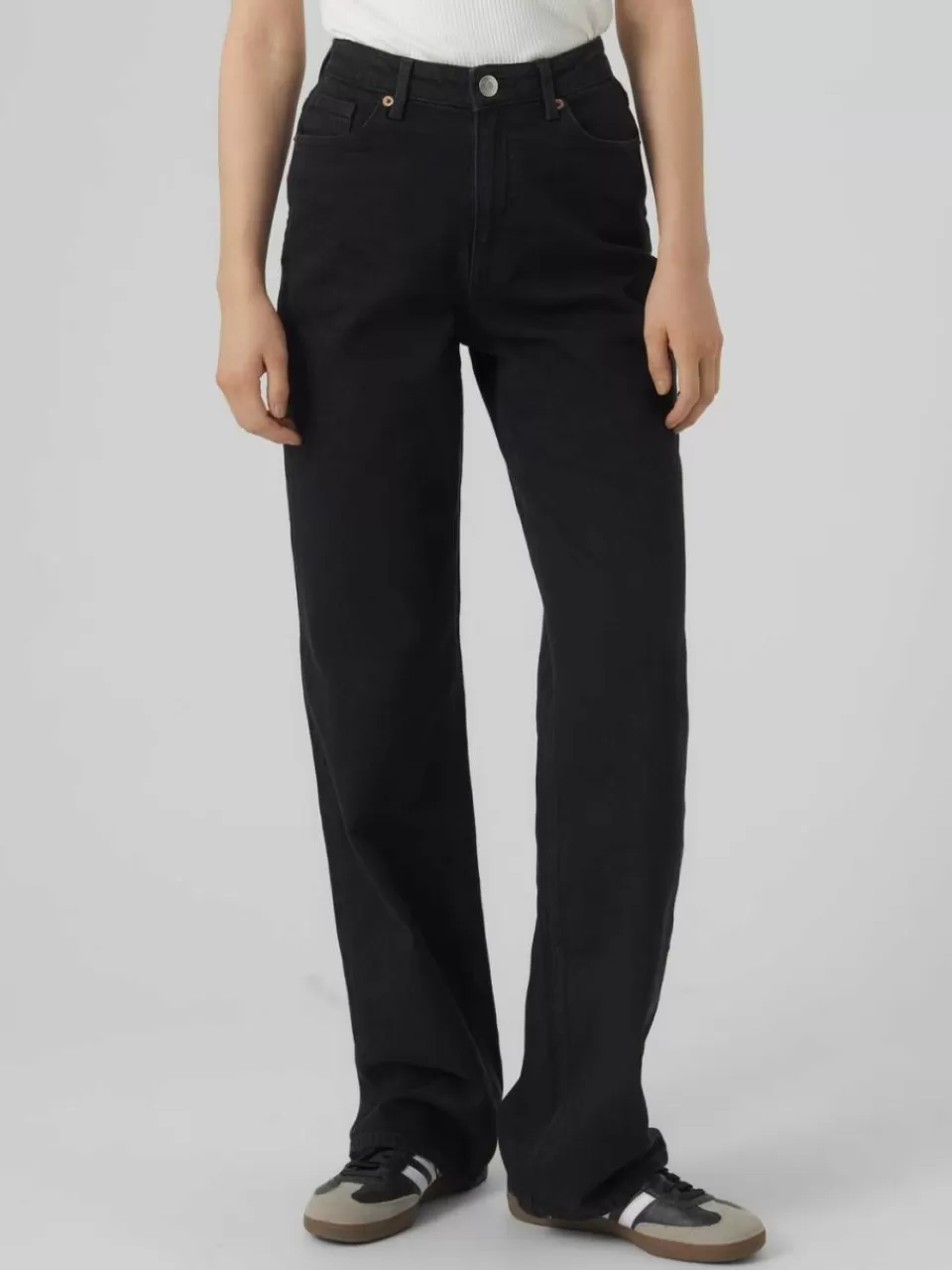 Online VERO MODA VMTESSA Høyt snitt Wide Fit Jeans Black