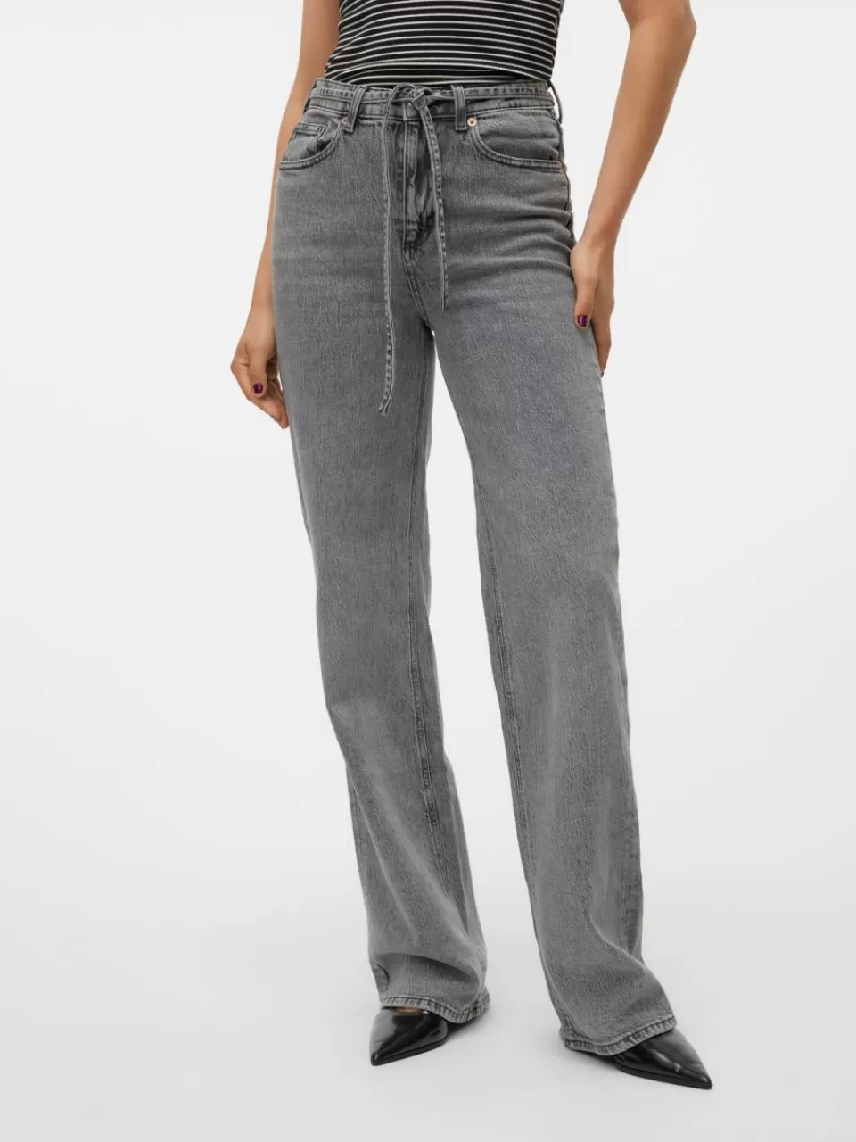 Best Sale VERO MODA VMTESSA Høyt snitt Wide Fit Jeans Medium Grey Denim