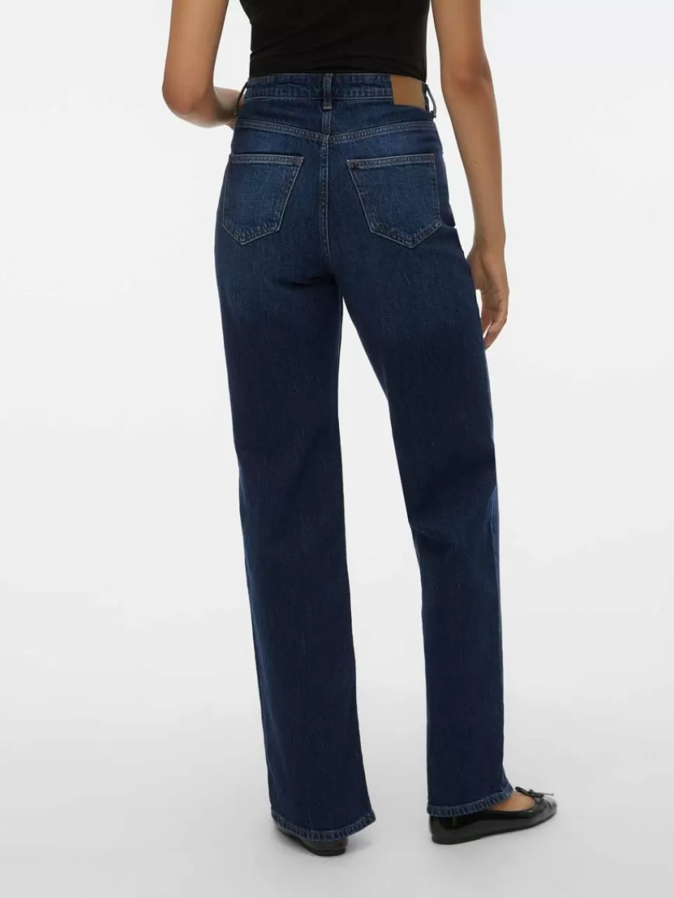 Cheap VERO MODA VMTESSA Høyt snitt Wide Fit Jeans Dark Blue Denim