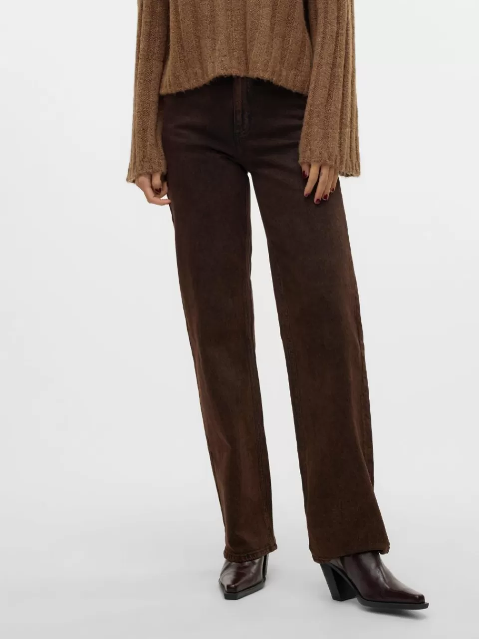 Store VERO MODA VMTESSA Høyt snitt Wide Leg Fit Jeans Chocolate Torte