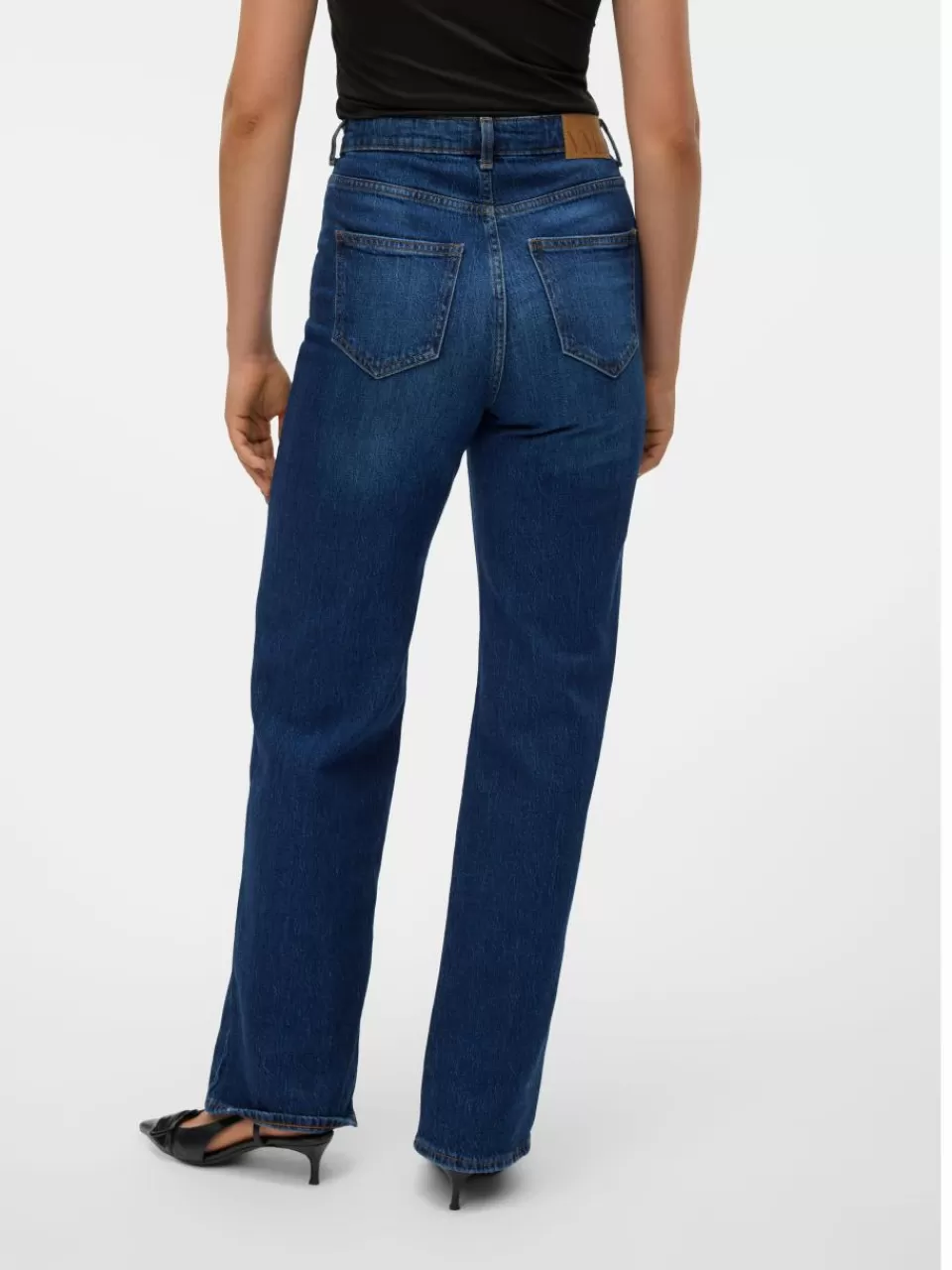 Store VERO MODA VMTESSA Høyt snitt Wide Leg Fit Jeans Dark Blue Denim