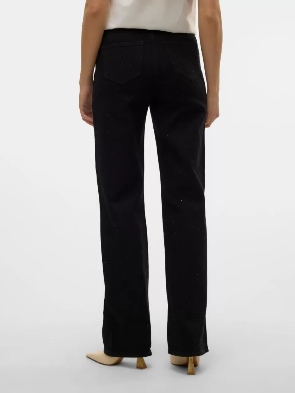 Cheap VERO MODA VMTESSA Høyt snitt Wide Leg Fit Jeans Black