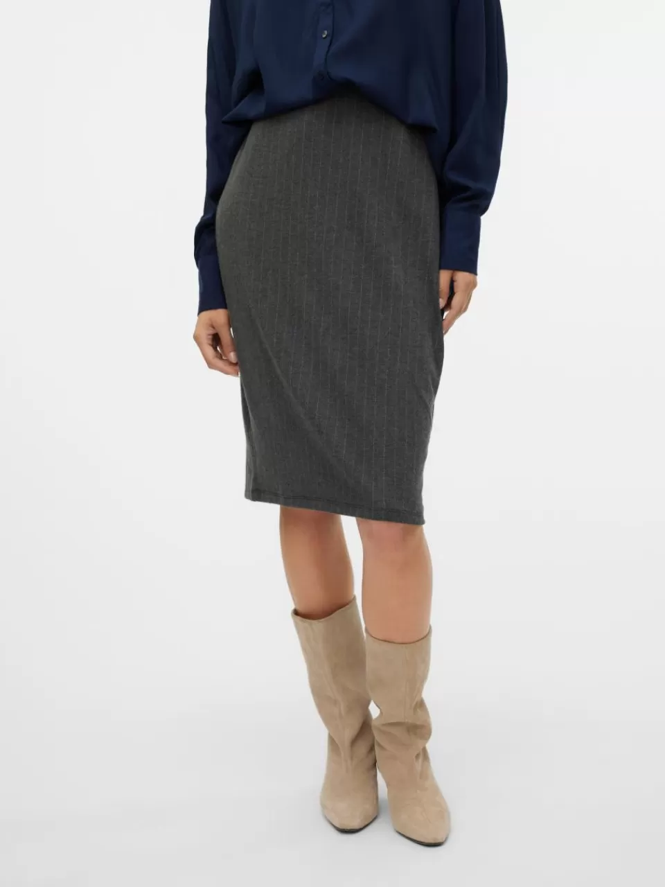 Discount VERO MODA VMTORINO Middels høy midje Midiskjørt Dark Grey Melange