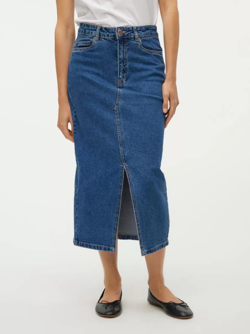 Cheap VERO MODA VMVERI Høy midje Midiskjørt Medium Blue Denim