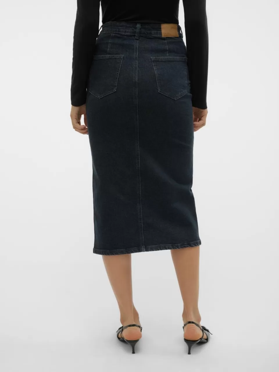 Discount VERO MODA VMVERI Høy midje Midiskjørt Dark Blue Denim