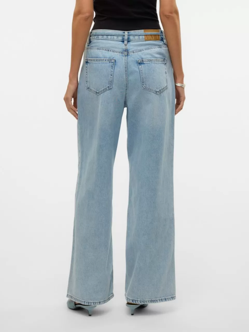 Online VERO MODA VMWIEN Middels høyt snitt Wide Leg Fit Jeans Light Blue Denim