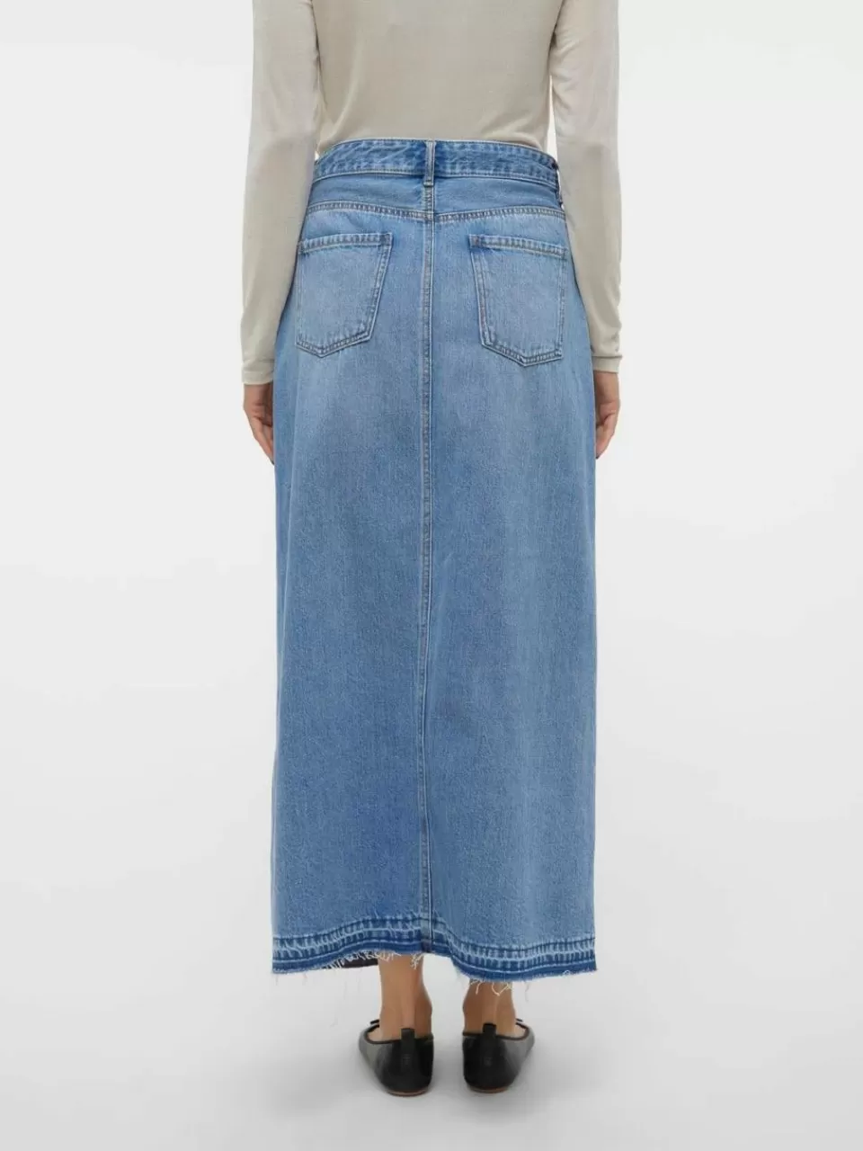 Shop VERO MODA VMZAYLA Høy midje Langt skjørt Medium Blue Denim